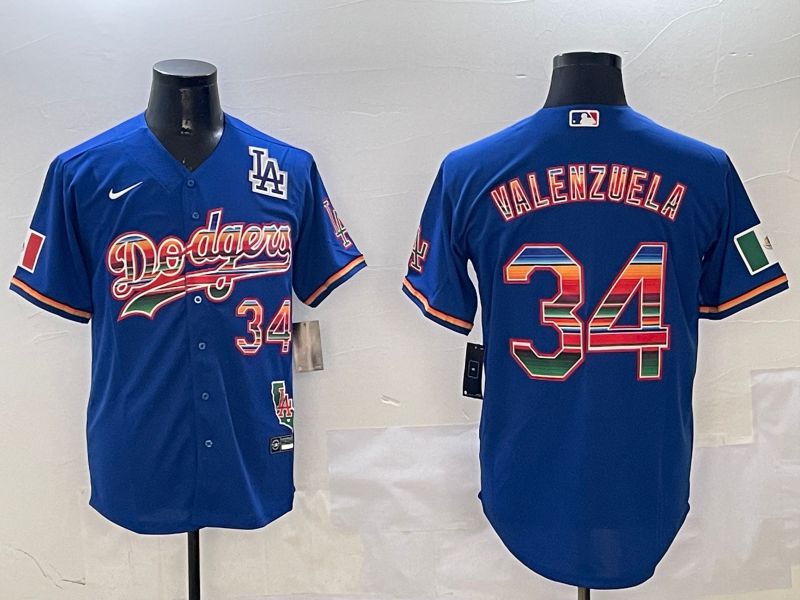 Men Los Angeles Dodgers 34 Valenzuela Blue Fashion Game 2025 Nike MLB Jersey style 3122